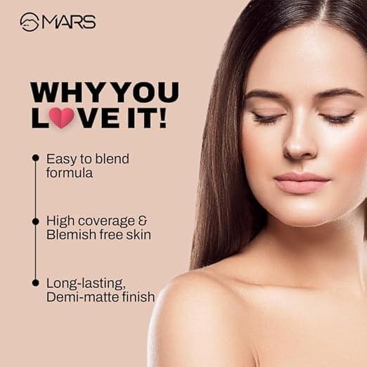 MARS SPF50 PA++++ High Coverage Foundation | IN-VIVO Tested with 5 Star UVA+UVB Protection Boots Rating | Blemish Free & Blendable Makeup | For All Skin Type (40ml) (SHADE-05) - Image 3