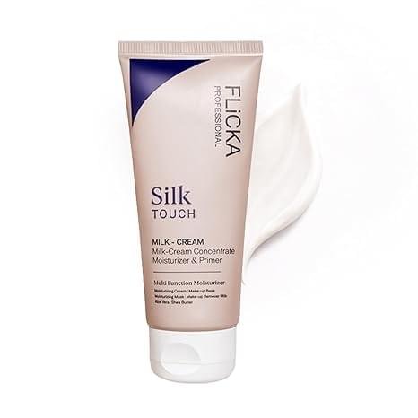 FLiCKA Silk Touch 3 in 1 Moisturizer and Primer for Face | Hydrating, Lightweight, Long-Lasting | Pore Minimizer | Dermatologically Tested | All Skin Types | Makeup Base | 60g | Cruelty-Free
