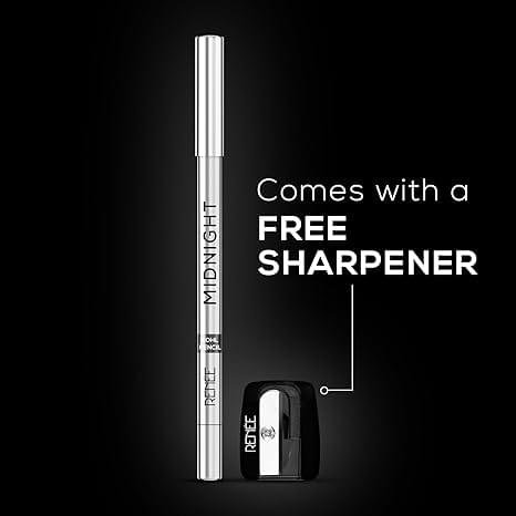 RENEE Midnight Kohl Kajal Pencil | Waterproof, Smudgeproof With Sharpener | 24 Hours Long Stay | Darkest Black | One Swipe Application | Vitamin E, Olive Oil and Castor Oil | Matte Finish |1.5 Gm - Image 2