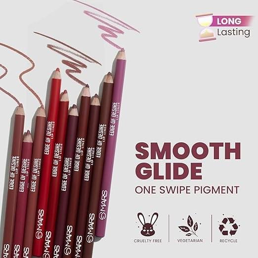 MARS Matte Lip Liner | One Swipe Smooth Application | Long Lasting Lip Pencil (1.4gm) (09-STEAMY PINK) - Image 4