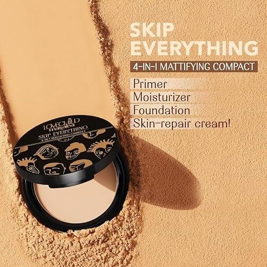 Lovechild Masaba All Skin 4-In-1 Mattifying Compact - Perfect Matte Coverage, Moisturizer, Primer & Skin Repair, With Macadamia Oil & Vitamin E, Icy You (Light) - 9G - Image 2